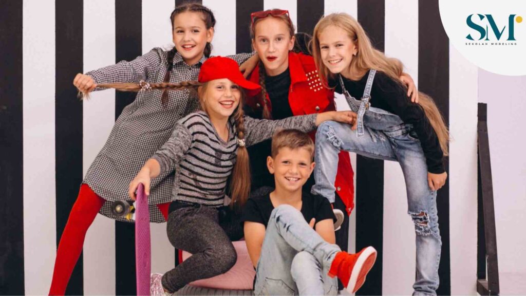 Dancing team in studio