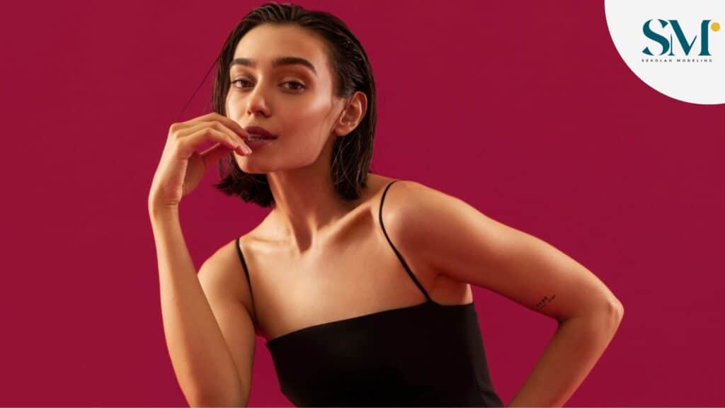 Woman posing in studio